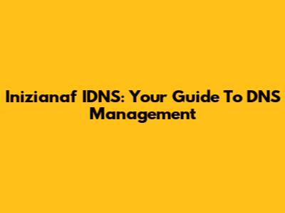 Inizianaf IDNS: Your Guide To DNS Management