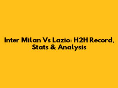 Inter Milan Vs Lazio: H2H Record, Stats & Analysis