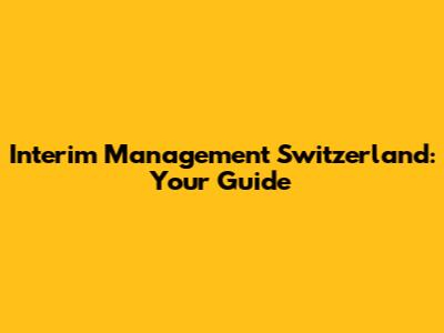 Interim Management Switzerland: Your Guide