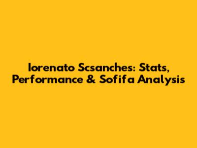 Iorenato Scsanches: Stats, Performance & Sofifa Analysis