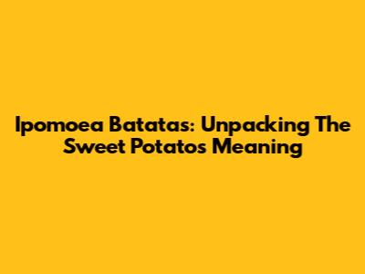 Ipomoea Batatas: Unpacking The Sweet Potato's Meaning