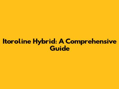 Itoroline Hybrid: A Comprehensive Guide