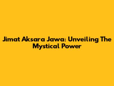 Jimat Aksara Jawa: Unveiling The Mystical Power