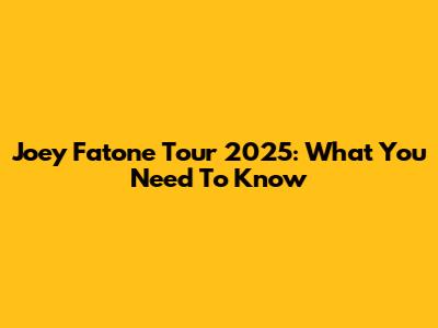 Joey Fatone Tour 2025: What You Need To Know