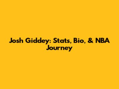 Josh Giddey: Stats, Bio, & NBA Journey