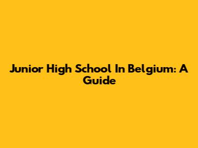 Junior High School In Belgium: A Guide