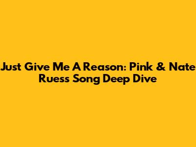 Just Give Me A Reason: Pink & Nate Ruess Song Deep Dive