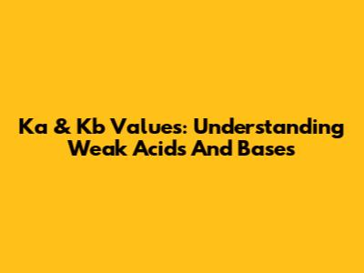Ka & Kb Values: Understanding Weak Acids And Bases