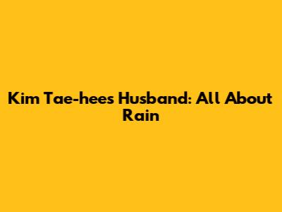 Kim Tae-hee's Husband: All About Rain