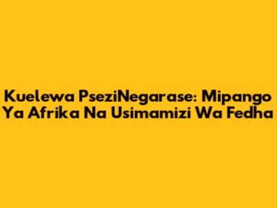 Kuelewa PseziNegarase: Mipango Ya Afrika Na Usimamizi Wa Fedha