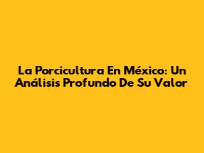 La Porcicultura En México: Un Análisis Profundo De Su Valor