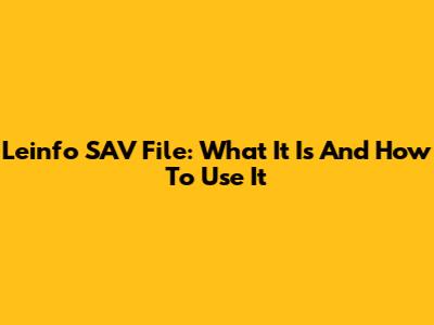 Leinfo SAV File: What It Is And How To Use It