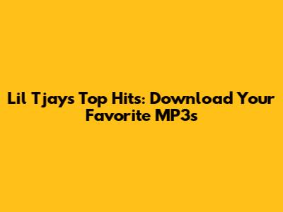 Lil Tjay's Top Hits: Download Your Favorite MP3s