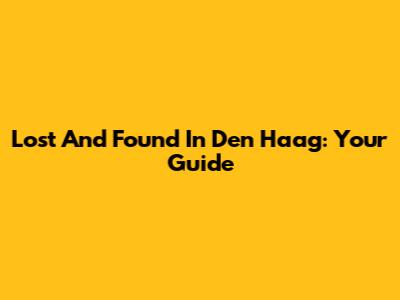 Lost And Found In Den Haag: Your Guide