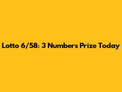 Lotto 6/58: 3 Numbers Prize Today