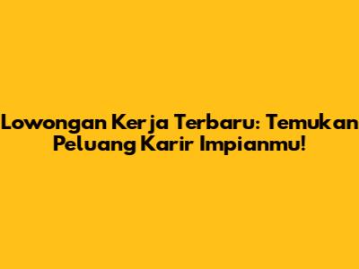 Lowongan Kerja Terbaru: Temukan Peluang Karir Impianmu!