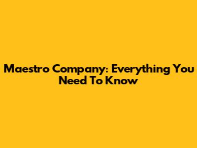 Maestro Company: Everything You Need To Know