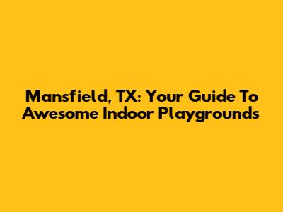 Mansfield, TX: Your Guide To Awesome Indoor Playgrounds