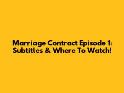 Marriage Contract Episode 1: Subtitles & Where To Watch!