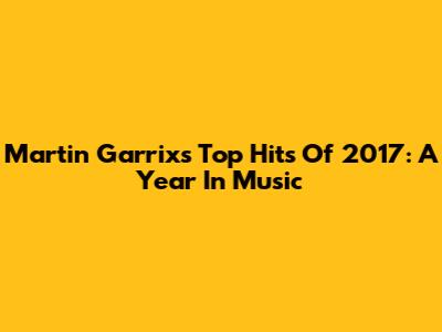 Martin Garrix's Top Hits Of 2017: A Year In Music