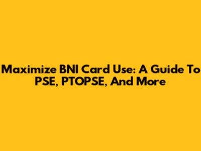 Maximize BNI Card Use:  A Guide To PSE, PTOPSE, And More