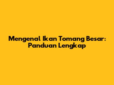 Mengenal Ikan Tomang Besar: Panduan Lengkap