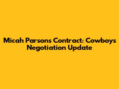 Micah Parsons Contract: Cowboys Negotiation Update
