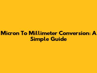 Micron To Millimeter Conversion: A Simple Guide
