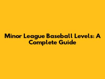 Minor League Baseball Levels: A Complete Guide