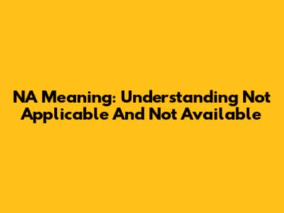 NA Meaning: Understanding "Not Applicable" And "Not Available"