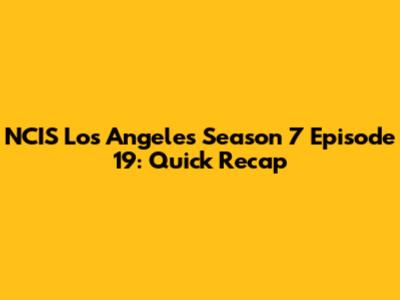 NCIS Los Angeles Season 7 Episode 19: Quick Recap
