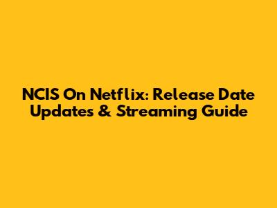 NCIS On Netflix: Release Date Updates & Streaming Guide