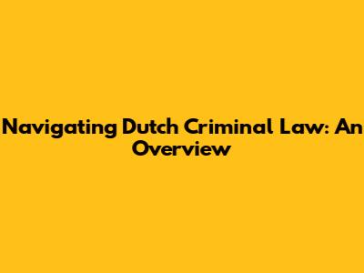 Navigating Dutch Criminal Law: An Overview