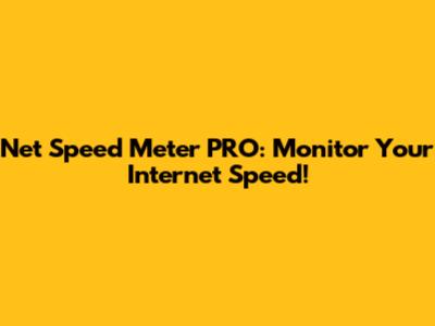 Net Speed Meter PRO: Monitor Your Internet Speed!