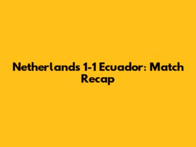 Netherlands 1-1 Ecuador: Match Recap