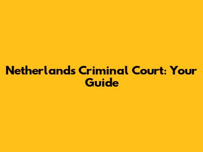 Netherlands Criminal Court: Your Guide