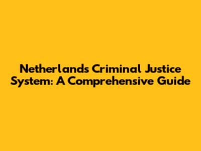 Netherlands Criminal Justice System: A Comprehensive Guide