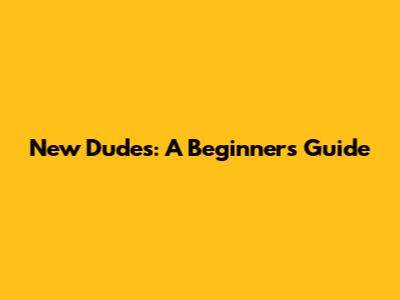 New Dudes: A Beginner's Guide
