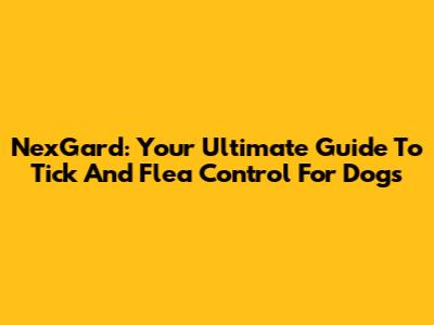 NexGard: Your Ultimate Guide To Tick And Flea Control For Dogs