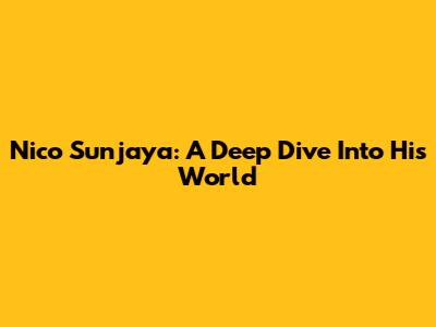 Nico Sunjaya: A Deep Dive Into His World