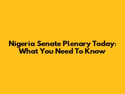 Nigeria Senate Plenary Today: What You Need To Know