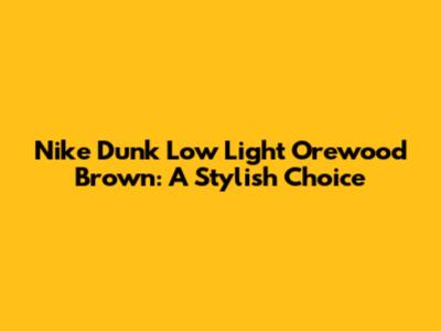 Nike Dunk Low Light Orewood Brown: A Stylish Choice