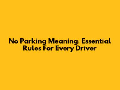 No Parking Meaning: Essential Rules For Every Driver