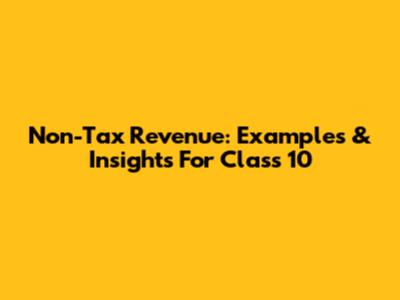 Non-Tax Revenue: Examples & Insights For Class 10