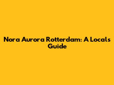 Nora Aurora Rotterdam: A Local's Guide