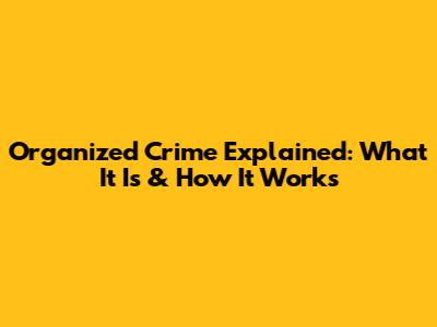 Organized Crime Explained: What It Is & How It Works