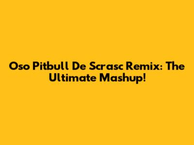 Oso Pitbull De Scrasc Remix: The Ultimate Mashup!
