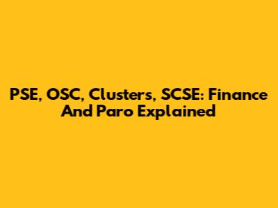 PSE, OSC, Clusters, SCSE: Finance And Paro Explained