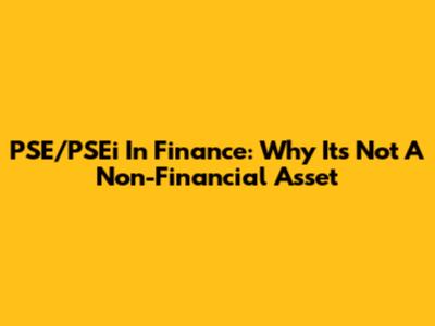 PSE/PSEi In Finance: Why It's Not A Non-Financial Asset