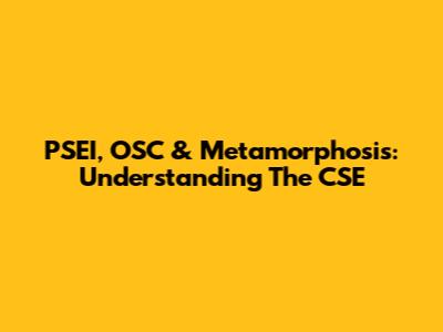 PSEI, OSC & Metamorphosis: Understanding The CSE